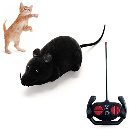 Remote Control Rat Mouse Cat Toy Realistic RC Fake Rat Mouse Toy Flocking Wireless Funny Chasing Electronic Interactive Cat Toys Prank Joke Scary Trick Rats for Cats Dogs Novelty (Black) - color: Black