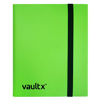 Vault X 4 Pocket Strap Trading Card Binder 160 Cards Side Loading (Green) | Holds 160 standard-size TCG cards in 20 side-loading 4-pocket pages. Padded, water-resistant cover. - color: Green