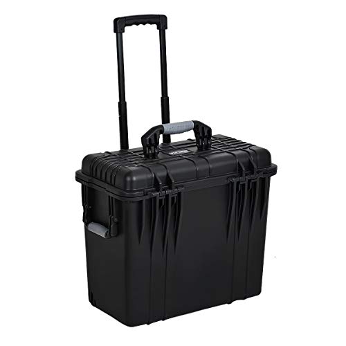 MEIJIA Rolling Waterproof Hard Protective Case, Hard Camera Case with Retractable Pull Handle and Wheels,Customizable Fit Foam Inserted, Black,19.88X12.01 X18.11 inches - size: 19.88X12.01 X18.11 inches