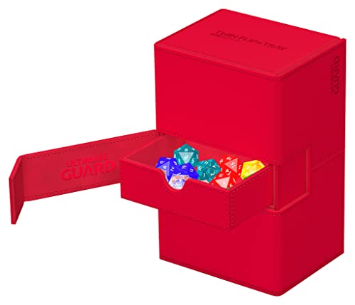 Ultimate Guard Twin Flip'n'Tray 160+, Deck Case for 160 Double-Sleeved TCG Cards + Dice Tray, Red, Independent Magnetic Closure & Microfiber Inner Lining - color: Red, size: 160+