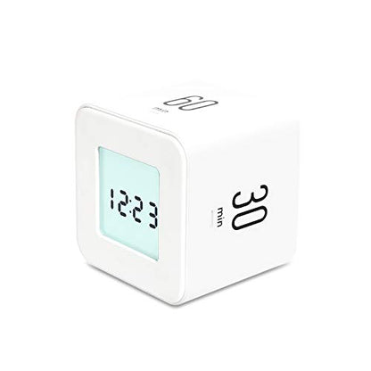mooas Multi Clock Time Cube Timer (White), Alarm & Backlight Desk Productivity for ADHD Kids Classroom Study, Kitchen, Cooking, Desk, Office, Time Management 5,15,30,60 min Timer Various Setting - color: White