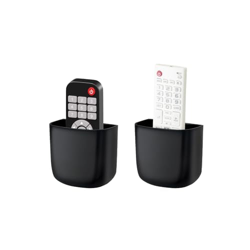 SUNFICON Remote Holder Wall Mount TV FAN Remote Control Holder Bedside Caddy Wall Organizer Phone Holder for Office Adhesive Media Player Controller Holder Box Tray Home Desk Nightstand 2 SMALL BLACK - color: 2SMALL BLACK