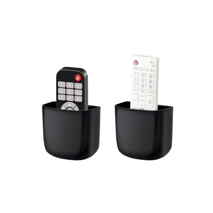 SUNFICON Remote Holder Wall Mount TV FAN Remote Control Holder Bedside Caddy Wall Organizer Phone Holder for Office Adhesive Media Player Controller Holder Box Tray Home Desk Nightstand 2 SMALL BLACK - color: 2SMALL BLACK