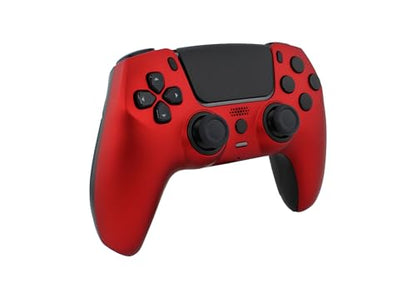Crazy Controllerz Custom Wireless Controller for PS5 with Z-Touch™ Seamless Soft Touch Front Shell and Z-Grip™ Comfort Zones - Metallic Red - color: METALLIC RED