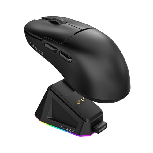 DAIDAI AJAZZ AJ159P Wireless Gaming Mouse with RGB Charging Dock, PAW3395 26K DPI Sensor, 56G Lightweight Ergonomic Mouse, 5 Programmable Buttons, 80 Million ASIN Switch - color: AJ159P Black