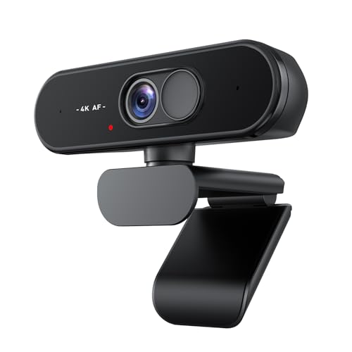 4K USB Webcam with Autofocus, Mic and Privacy Cover for PC/Laptop | Plug and play for Zoom, Teams, streaming and video calls; sharp autofocus image with portable tripod setup - color: 4K-AF