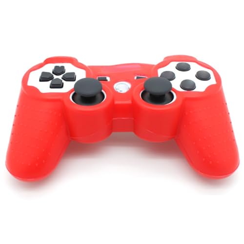 OSTENT Protective Silicone Gel Soft Skin Case Cover Pouch for Sony PlayStation PS2 PS3 Controller Color Red - color: Red