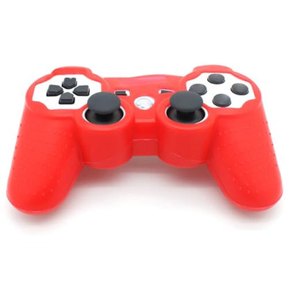 OSTENT Protective Silicone Gel Soft Skin Case Cover Pouch for Sony PlayStation PS2 PS3 Controller Color Red - color: Red