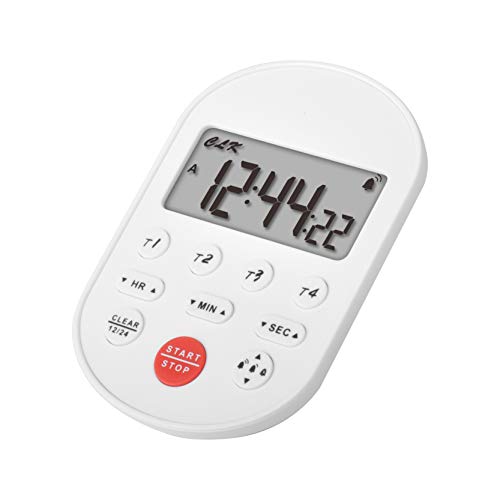 Digital Table-top Timer, 4 Activities Count Down/Count up,Real-time Clock Display,Buzzer Alarm Reminder for Kids and Adults,Time Management for Gym Reading Camping Hiking (White) - color: White