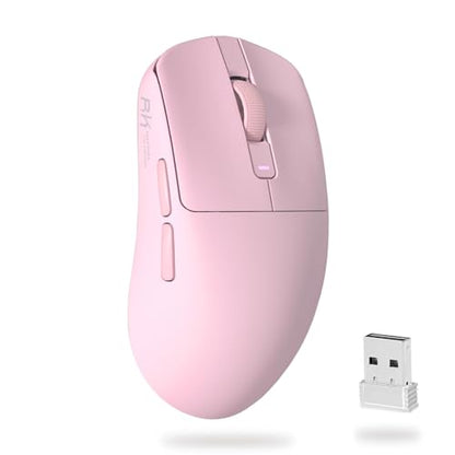 RK ROYAL KLUDGE RK M30 Wireless Gaming Mouse, 24000 DPI, 43g Ultra-Lightweight, PAW3311 Sensor, 2.4G/Bluetooth/USB-C Rechargeable Wireless Mouse with 5 Programmable Buttons for PC/Mac, Pink - color: pink