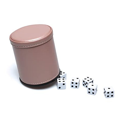 Leatherette Dice Cup Set, Rose Gold Leather and Lilac Mist Velvet Interior Professional Dice Cup with 6 Black Dot Dice for Liars Dice Farkle Yahtzee Board Games, 1 Pack - color: Rosegold