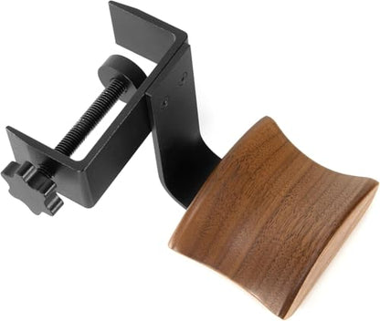 Headphone Holder with 6cm Wide Walnut Headrest,Adjustable Clamp-on Headset Stand Desk Headset Holder for Over Ear and Gaming