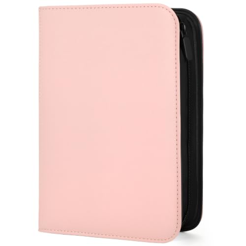 4 Pocket Trading Card Binder, Ringless Card Binder with Zipper for TCG and Sport Cards Collections, Holds 160 Cards with Side-Loading Pages, Pink - color: 1.Pink - 4 Pocket - 160 Slots
