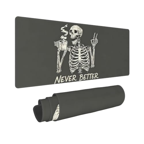 Gaming Mouse Pad, Large Skull Skeleton Mousepad Laptop, Extended Mouse Mat, Long XL Waterproof Keyboard Pads, Big Non-Slip Mousepads for Game Office Home, 31.5 x 11.8 in - color: Skull Skeleton