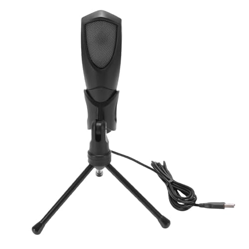 Tbest Gaming USB Microphone RGB Condenser Computer Mic with Tripod Stand for PC Laptop Streaming Podcasting Recording Black ABS