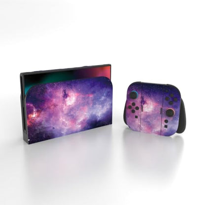PlayVital for Nintendo Switch 2 Skin Full Set (2-Pack) - Protective Vinyl Decal Stickers for Switch 2 Console, Joycons, Handle Grips & Dock | No Residue, Anti-Scratch - Nebula Galaxy - color: Nebula Galaxy