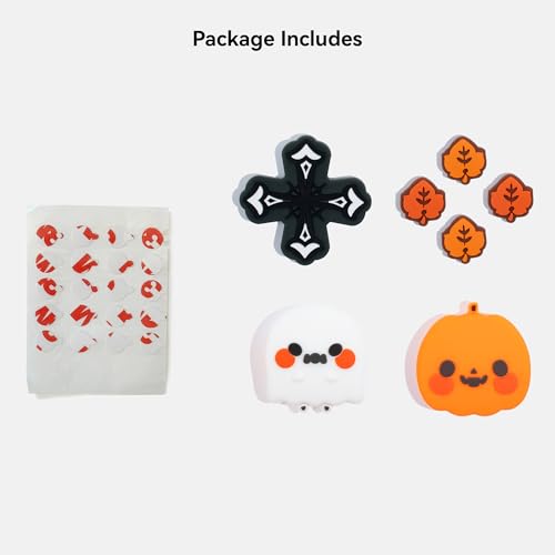 GeekShare Switch Accessories Cute Silicone Cross D-Pad Button Caps Set Joystick Cover - ABXY Key Buttons Sticker Spooky Gift Compatible with Switch/OLED Joysticks - Pumpkin & Ghost - color: Pumpkin & Ghost