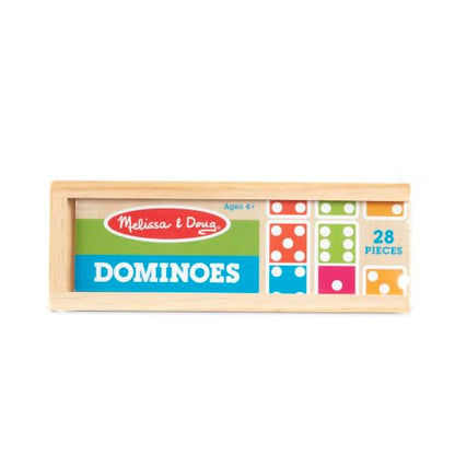 Melissa & Doug Dominoes Tabletop Game with Wooden Storage Box | 29 Pieces, 28 Colorful Domino Tiles, Wooden Storage Box, Matching & Math Skills, Family Game Night, Toys for Kids, Ages 4+