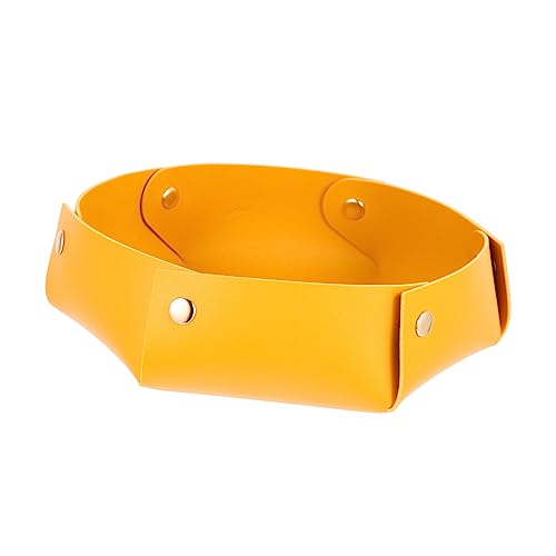 ORFOFE Foldable Pu Dice Tray Portable and Chic Dice Holder for Desktop Storage for Games and Organizing Items Design Thickened Structure Large Yellow - color: Yellow