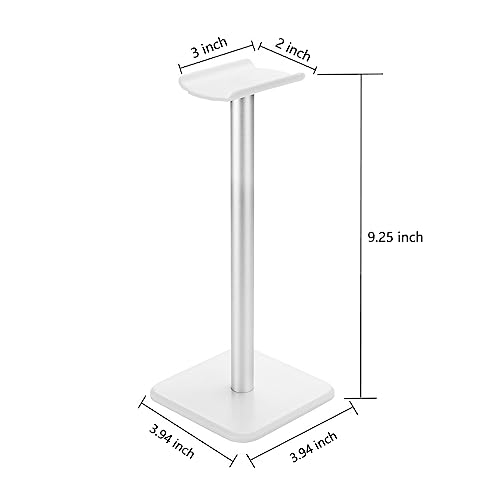 Headphone Stand Gaming Headset Holder Universal Aluminum Metal Headphone Holder Hanger with Aluminum Supporting Bar Flexible Headrest ABS Solid Base for All Headphone,White - color: White