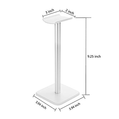 Headphone Stand Gaming Headset Holder Universal Aluminum Metal Headphone Holder Hanger with Aluminum Supporting Bar Flexible Headrest ABS Solid Base for All Headphone,White - color: White