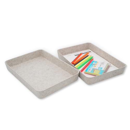 2pc Letter Size Felt File Folder Holder Oatmeal Document Paper Tray - color: Oatmeal