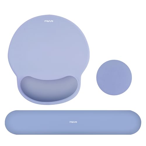 MOSISO Wrist Rest Support for Mouse Pad&Keyboard Set, Stone Blue | Circle Curved Ergonomic Mousepad Non-Slip Base Home/Office Pain Relief&Easy Typing Pad with Soft Cloth&Silicone Lining - color: Stone Blue