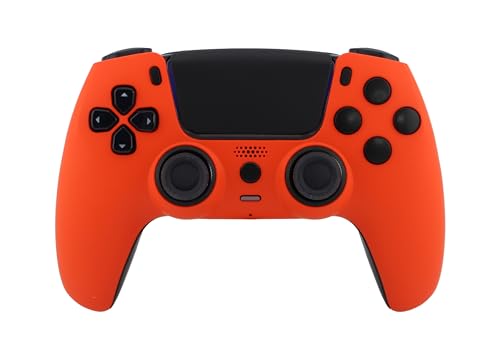 Crazy Controllerz Custom Wireless Controller for PS5 with Z-Touch™ Seamless Soft Touch Front Shell and Z-Grip™ Comfort Zones - Energetic Orange - color: ENERGETIC ORANGE