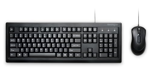 Kensington Wired Valu Keyboard Desktop Set, 104-Key, QWERTY Keyboard and Mouse, Black (K72398NA) | 104-key QWERTY keyboard, USB plug-and-play, matching keyboard and mouse combo - size: Normal Type Desktop Set
