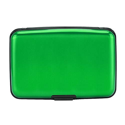 RFID Blocking Credit Card Protector Case Holder Wallet for Men Women | RFID Blocking Credit Card Protector Aluminum ID Case Hard Shell Business Card Holders Metal Wallet for Men or Women - color: Green