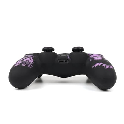 Lion Design Controller Skin Cover with 2 Thumb Grips Compatible with PS4/Playstation 4 Slim/Pro Controller - color: Lion Black Purple