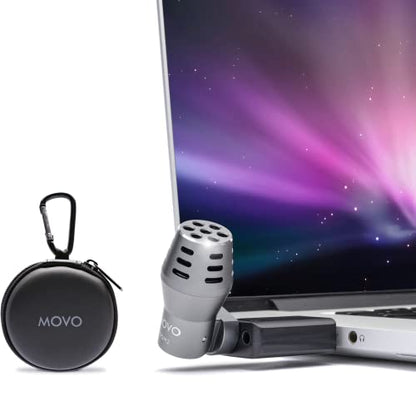 Movo DOM2-USB Mini Omnidirectional USB Laptop Microphone for Computer or MacBook - Laptop Mic for PC and Mac - Desktop Microphone with Case for Streaming, Zoom Meetings, and More