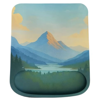 Ergonomic Memory Foam Mouse Pad with Wrist Support, Orange, Ultra-Smooth Surface, Anti-Slip Base (Mountain View, Medium) - color: Mountain View