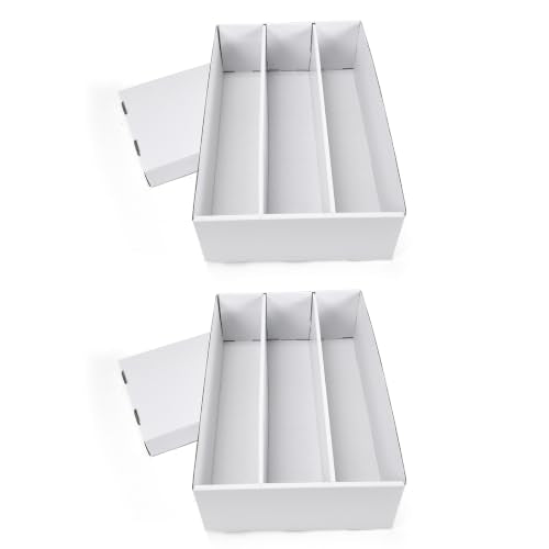 RLAVBL 2 Pack Trading Card Storage Box, 2700 Count Cardboard Card Boxes with Dividers for Sports, MTG, TCG, Toploader, 3 Row - size: 2 Pack (3 Row)