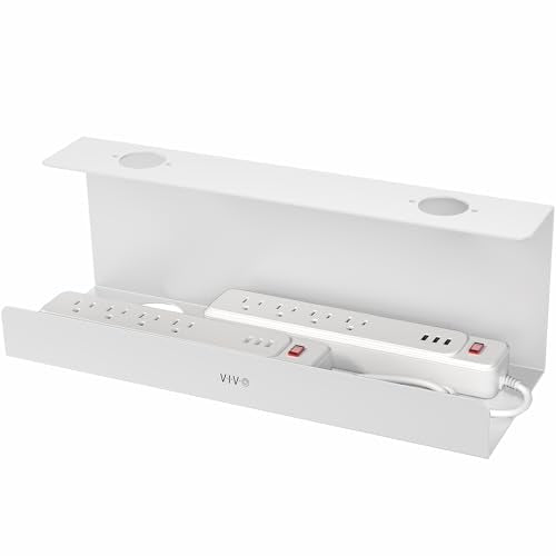 VIVO White 17 inch Extra Deep Cable Management Tray, DESK-AC16-1CW | Under Desk, Low Profile Power Strip Holder, Cord Organizer, Wire Tamer Steel Cable Rack for Office and Home, Holds 11 lbs - color: White, size: Extra Deep