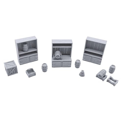 Tavern Bar Furniture Set - DND Terrain - Tabletop RPG Scenery and Wargame Terrain 28mm Miniatures