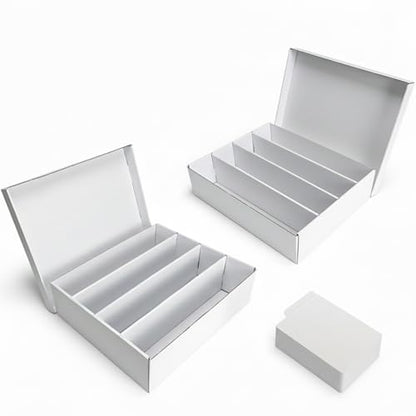 Calenzana 3200-Count Trading Cardboard Storage Boxes 2 Pack, 4 Row White Card Box with 32 Dividers, MTG, TCG Card Organizer - size: 2 Pack(4 Row)