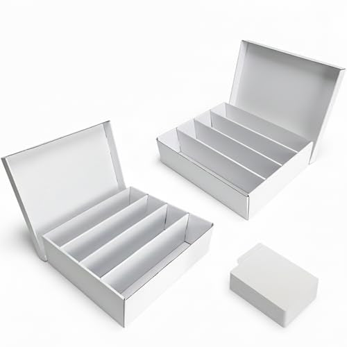 Calenzana 3200-Count Trading Cardboard Storage Boxes 2 Pack, 4 Row White Card Box with 32 Dividers, MTG, TCG Card Organizer - size: 2 Pack(4 Row)