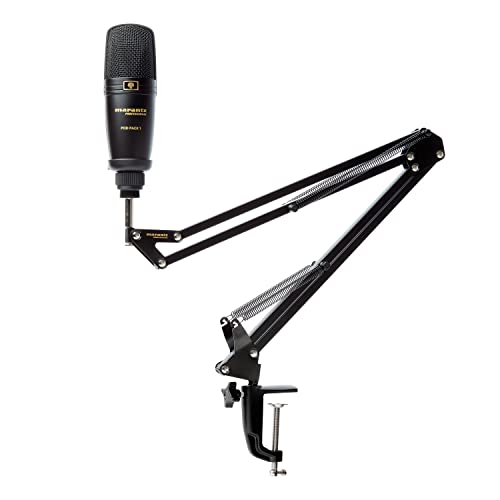 Marantz Professional Pod Pack 1 USB Condenser Microphone Kit for Gaming, Streaming and Podcasting with Built-In Audio Interface, Adjustable Boom Arm and Desk Clamp, Plug-and-Play - style: USB Mic w/ Boom Arm