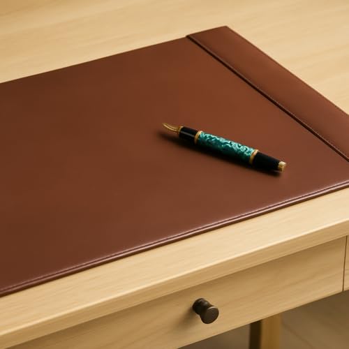Dacasso Bonded Pad with Side Rails Luxury Leather Desk Blotter for Writing, 30 x 18 (Dark Brown) - color: Dark Brown