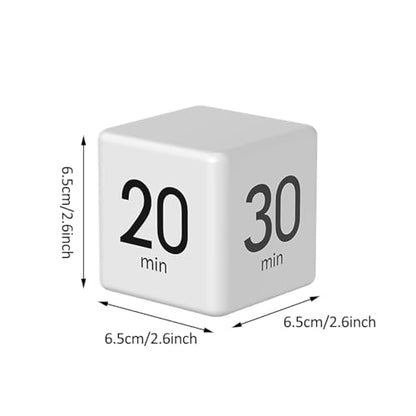 Cube Timer, Gravity Sensor Flip Timer for Study, Work, Game, Task, Kitchen, Kids, ADHD, Productivity, Workout (White 15-20-30-60)