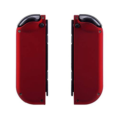eXtremeRate DIY Replacement Shell Buttons for Nintendo Switch & Switch OLED, Scarlet Red Soft Touch Custom Housing Case with Full Set Button for Joycon Handheld Controller - Console Shell NOT Included - color: Scarlet Red
