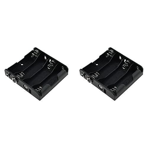 HAHIYO 9V Battery Holder with Standard Snap Connector Sturdy Accommodated Slot Well Conducting Contact Springs Durable Plastic Batteries Case Box 2 PCS for Wall Clocks Ham Radio RC Toys - style: Without cover-4AA(9V Kou)-2P