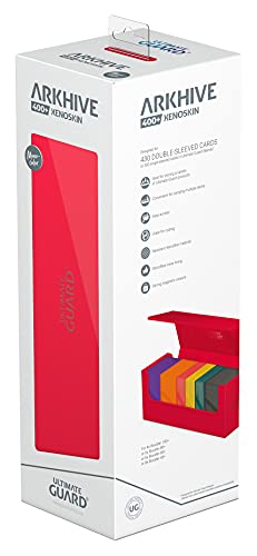 Ultimate Guard Arkhive 400+, Deck Case for 400 Double-Sleeved TCG Cards, Red, Compatible with Boulders, Magnetic Closure & Microfiber Inner Lining - color: Red, size: 400+
