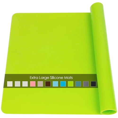 Extra Large Silicone Table Mat, Silicone Mat for Crafts Kids Dinner Placemat Desk Countertop Waterproof Protector Heat Insulation Kitchen Pastry Rolling Dough Pad Tool, Green (23.6x15.7 inches) - color: 02-green, size: 23.6"L x 15.7"W