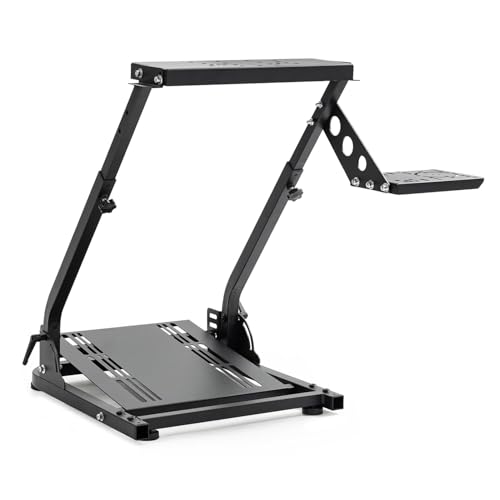 Minneer Foldable Racing Wheel Stand with Upgraded Shift Lever Platform Fit for Logitech G29 G920 G923, Thrustmaster T248 T300, Fanatec Adjustable Steering Wheel Stand