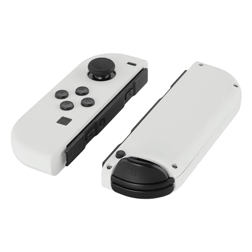 eXtremeRate DIY Replacement Shell Buttons for Switch & Switch OLED, White Custom Housing Case with Full Set Button for Joycon Handheld Controller - Controller NOT Included - color: White