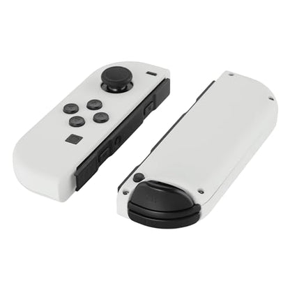 eXtremeRate DIY Replacement Shell Buttons for Switch & Switch OLED, White Custom Housing Case with Full Set Button for Joycon Handheld Controller - Controller NOT Included - color: White