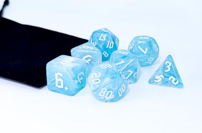 Blue DND Dice Set of 7pcs (Summer Blue) | Polyhedral Dice Set for TTRPGs, Dungeons and Dragons, Role Playing Games and Other Table Games– D20 System Dice - color: Summer Blue