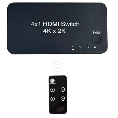 HDMI 4 in 1 Out switcher, 4K@60hz HDMI Switcher | Supports HDR, 3D, Dolby, Compatible with Laptops, PC, Xbox Series, PS5 / PS4, Projector,Compatible with Mac/Linux/Win